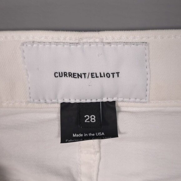 CURRENT ELLIOTT Women’s THE STILETTO SUGAR RELEASED HEM Jeans White USA MADE 28 - Picture 3 of 14